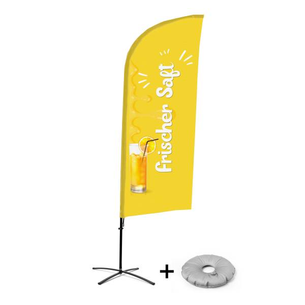 Beach Flag Alu Wind Kompletny Zestaw "Świeży Sok", niemiecki Cross-Base