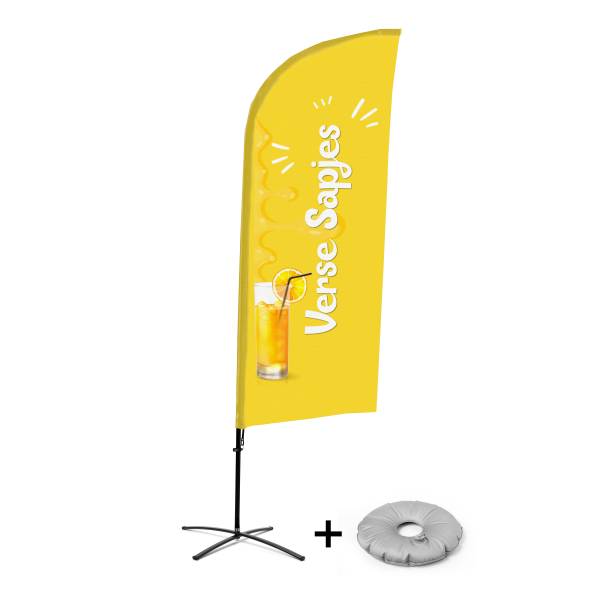 Beach Flag Alu Wind Kompletny Zestaw "Świeży Sok", holenderski Cross-Base