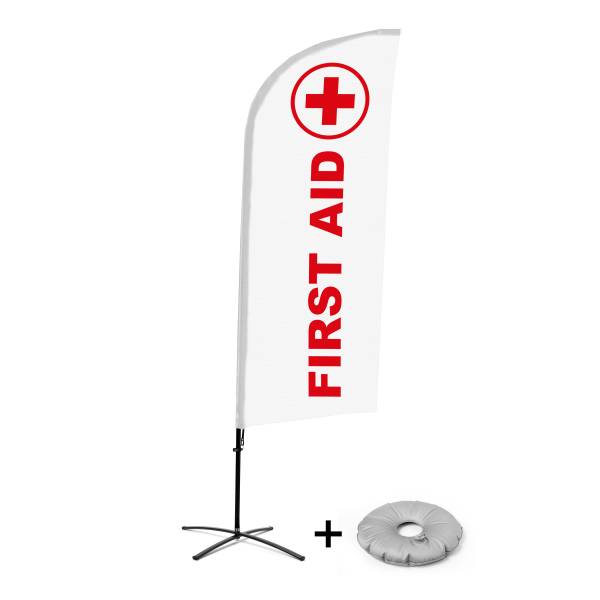 Beach Flag Alu Wind Kompletny Zestaw "Pierwsza pomoc", angielski Cross-Base