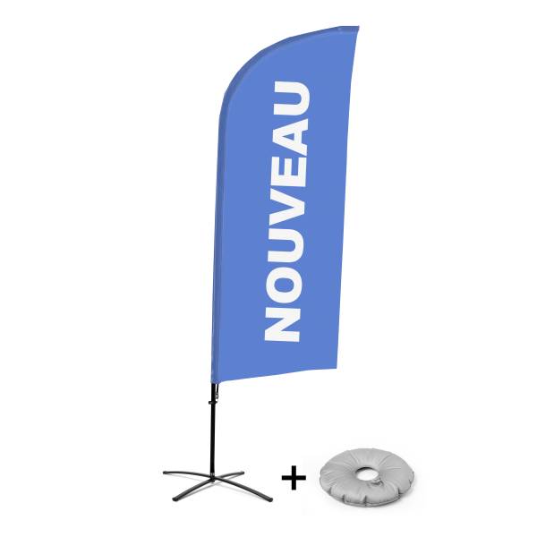 Beach Flag Alu Wind Komplet "Nowy", niebieski, francuski Cross-Base