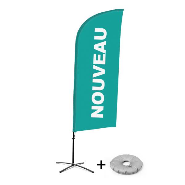 Beach Flag Alu Wind Komplet "Nowy", turkusowy, francuski Cross-Base