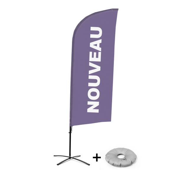 Beach Flag Alu Wind Komplet "Nowy", fioletowy, francuski Cross-Base