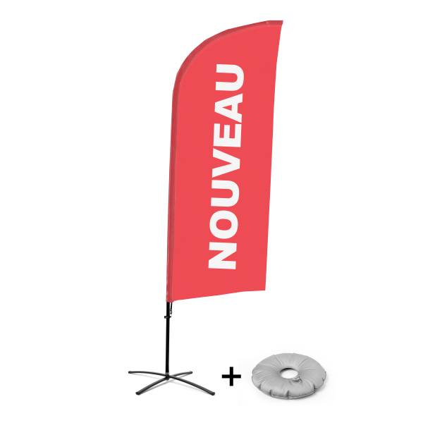 Beach Flag Alu Wind Komplet "Nowy", czerwony, francuski Cross-Base