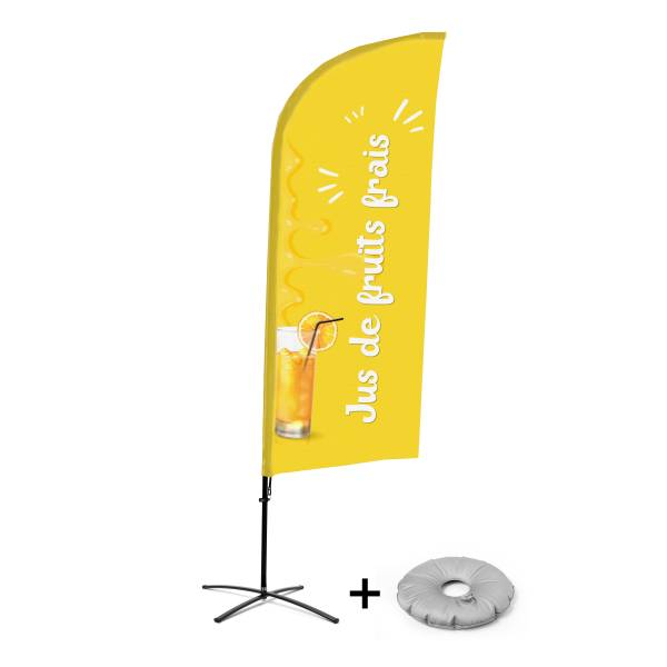 Beach Flag Alu Wind Kompletny Zestaw "Świeży Sok", francuski Cross-Base