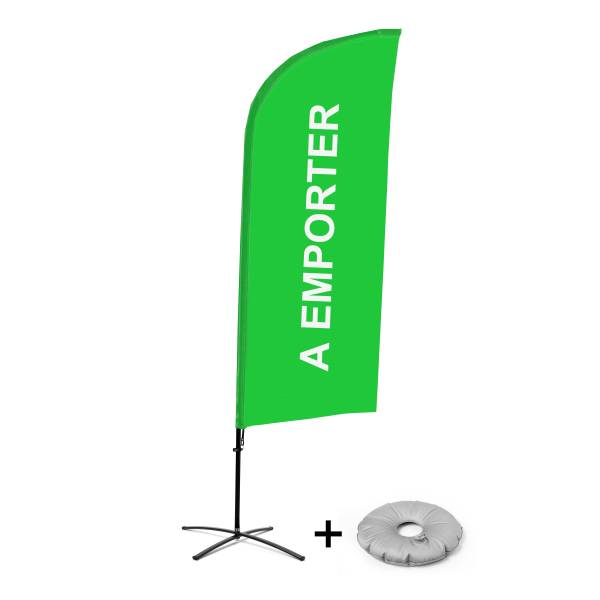 Beach Flag Alu Wind Kompletny Zestaw "Na wynos", zielony francuski Cross-Base