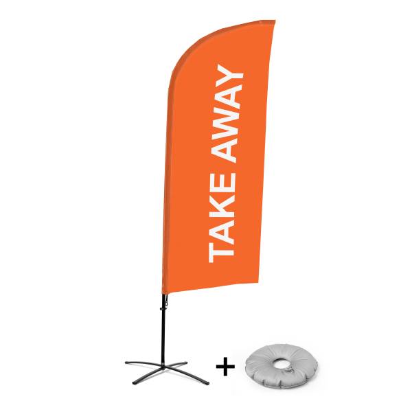 Beach Flag Alu Wind Kompletny Zestaw "Na wynos", pomarańczowy Cross-Base