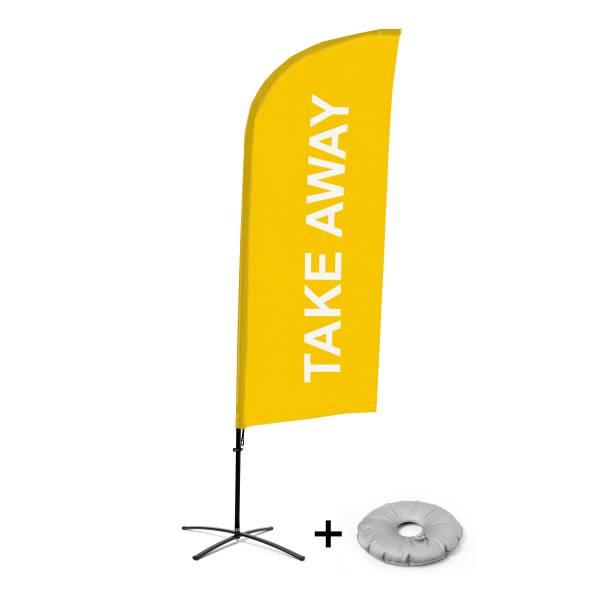 Beach Flag Alu Wind Kompletny Zestaw "Na wynos", żółty Cross-Base