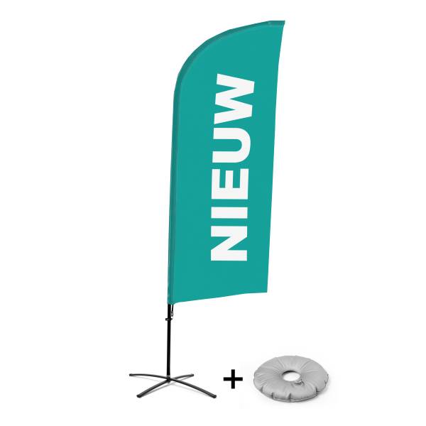 Beach Flag Alu Wind Komplet "Nowy", turkusowy, holenderski Cross-Base