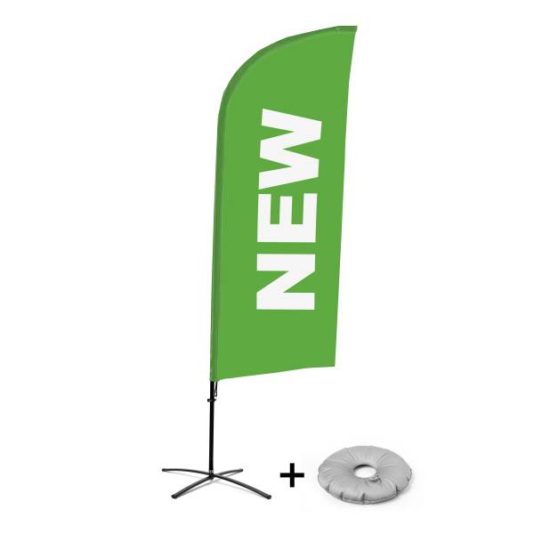 Beach Flag Alu Wind Komplet "Nowy", zielony, angielski Cross-Base