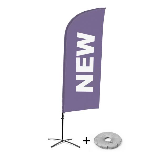 Beach Flag Alu Wind Komplet "Nowy", fioletowy, angielski Cross-Base