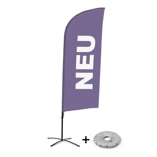 Beach Flag Alu Wind Komplet "Nowy", fioletowy, niemiecki Cross-Base