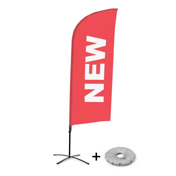 Beach Flag Alu Wind Komplet "Nowy", czerwony, angielski Cross-Base