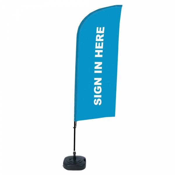 Beach Flag Alu Wind Kompletny Zestaw "Zapisz się tutaj", niebieski, angielski ECO