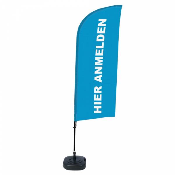 Beach Flag Alu Wind Kompletny Zestaw "Zapisz się tutaj", niebieski, niemiecki ECO