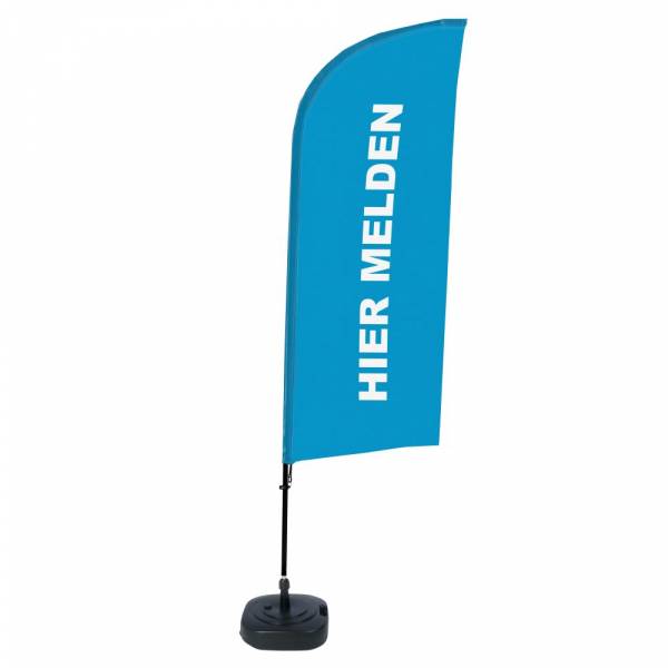 Beach Flag Alu Wind Kompletny Zestaw "Zapisz się tutaj", niebieski, holenderski ECO