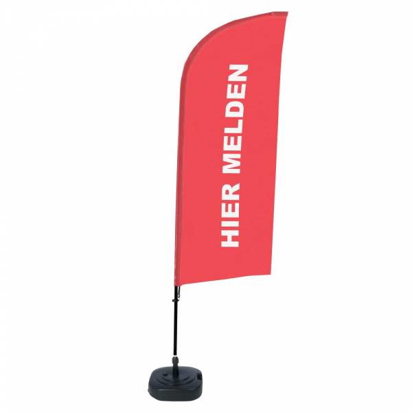 Beach Flag Alu Wind Kompletny Zestaw "Zapisz się tutaj", czerwony, holenderski ECO