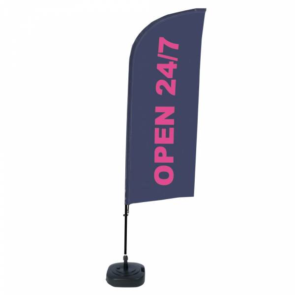 Beach Flag Alu Wind Kompletny Zestaw "Otwarty 24/7", angielski