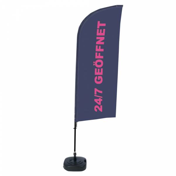 Beach Flag Alu Wind Kompletny Zestaw "Otwarty 24/7", niemiecki ECO