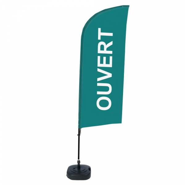 Beach Flag Alu Wind Kompletny Zestaw "Otwarty", zielony, francuski