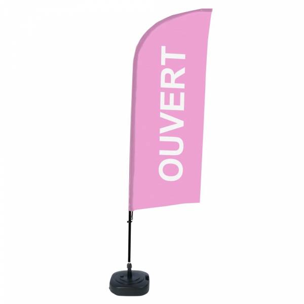 Beach Flag Alu Wind Kompletny Zestaw "Otwarty", różowy, francuski