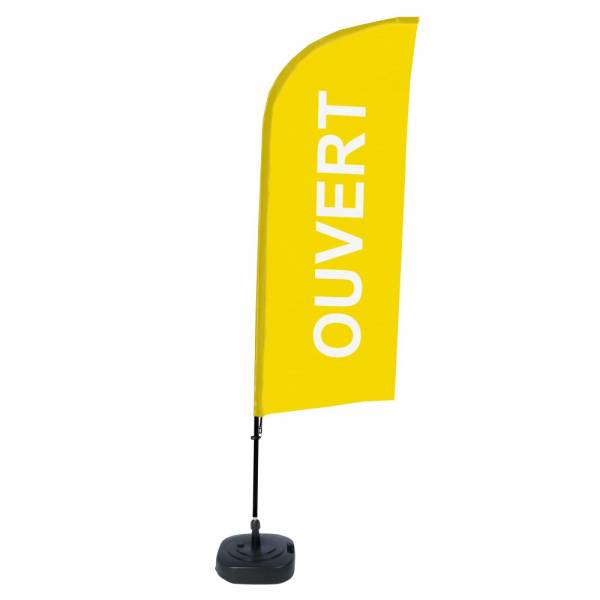 Beach Flag Alu Wind Kompletny Zestaw "Otwarty", żółty, francuski