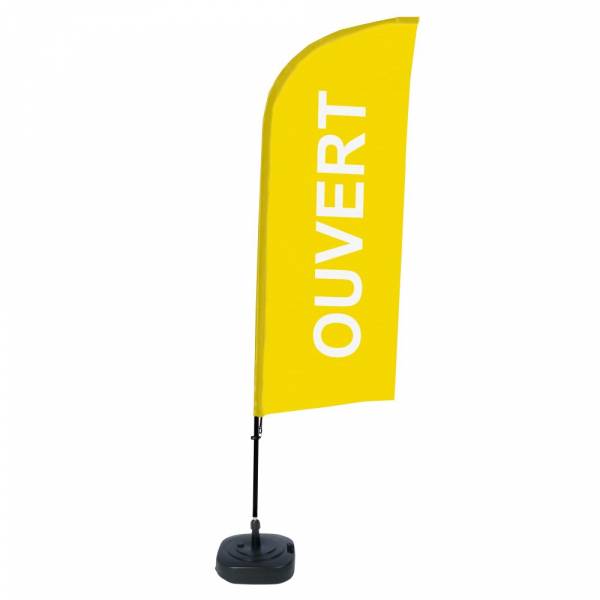 Beach Flag Alu Wind Kompletny Zestaw "Otwarty", żółty, francuski
