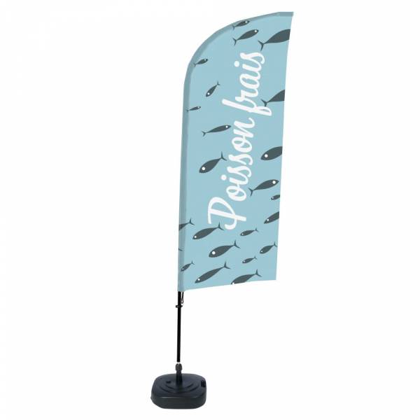 Beach Flag Alu Wind Kompletny Zestaw "Świeże Ryby", francuski ECO