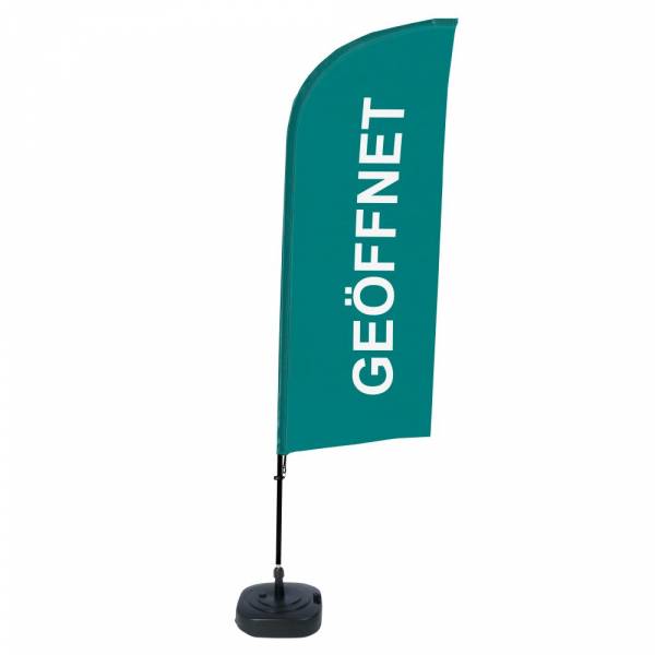Beach Flag Alu Wind Kompletny Zestaw "Otwarty", zielony, niemiecki