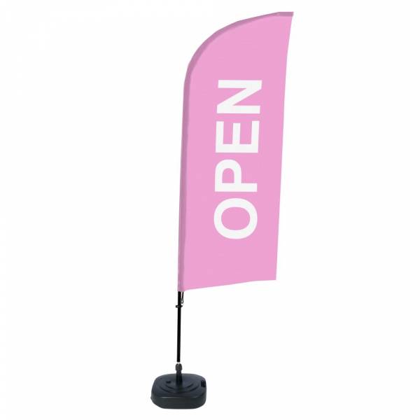 Beach Flag Alu Wind Kompletny Zestaw "Otwarty", różowy, angielski ECO