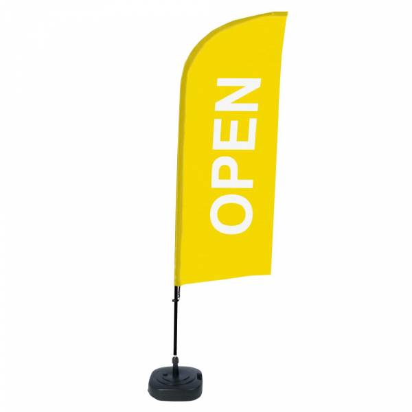 Beach Flag Alu Wind Kompletny Zestaw "Otwarty", żółty, angielski ECO