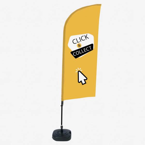 Zestaw Flaga Alu Wind z motywem Kliknij i Odbierz żółty angielski ECO