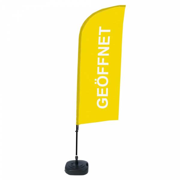 Beach Flag Alu Wind Kompletny Zestaw "Otwarty", żółty, niemiecki ECO