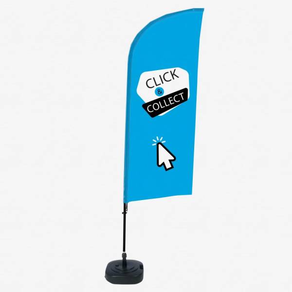Zestaw Flaga Alu Wind z motywem Click &amp; Collect niebieski angielski