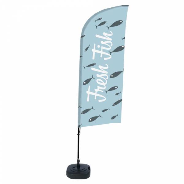 Beach Flag Alu Wind Kompletny Zestaw "Świeże Ryby", angielski ECO