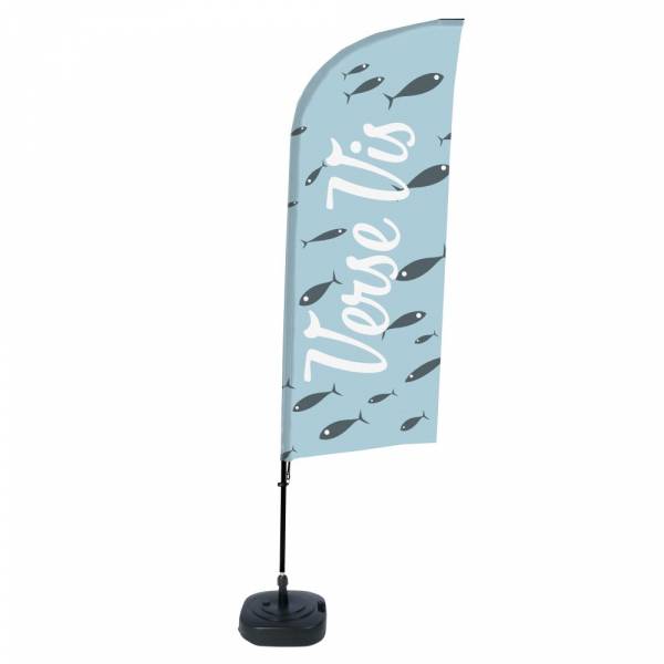 Beach Flag Alu Wind Kompletny Zestaw "Świeże Ryby", holenderski ECO