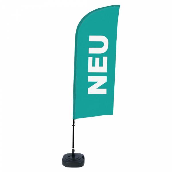 Beach Flag Alu Wind Komplet "Nowy", turkusowy, niemiecki ECO