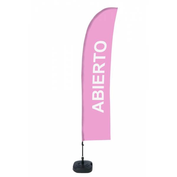 Beach Flag Budget Wind Complete Set Open Pink Spanish ECO