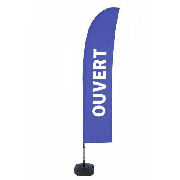 Beach Flag Budget Wind Complete Set Open Blue French ECO