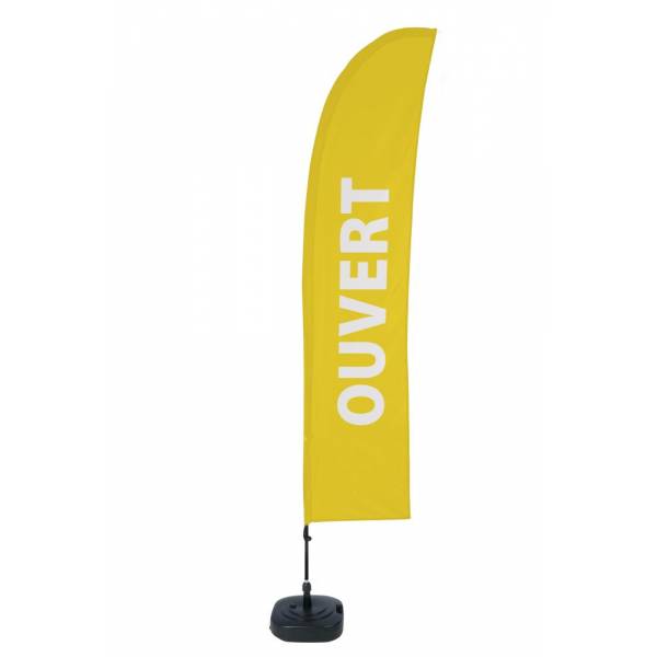 Beach Flag Budget Wind Complete Set Open Yellow French ECO