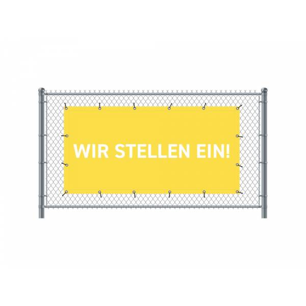 Baner Ogrodzeniowy 300 x 140 cm Zatrudniamy Niemiecki Żółty