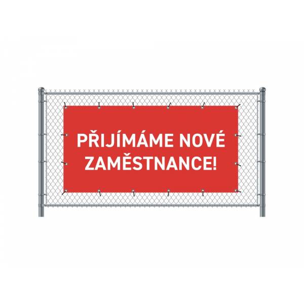 Baner Ogrodzeniowy 200 x 100 cm Zatrudniamy Czech Czerwony