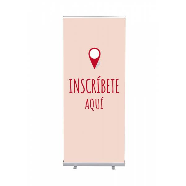 Roll-Banner Budget 85 cm z motywem Zapisz się tutaj, hiszpański, czerwony