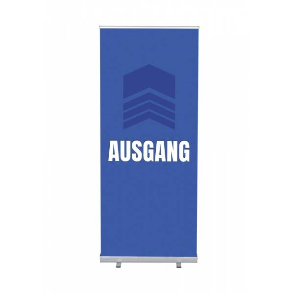 Roll-Banner Budget 85 cm z motywem Wyjście, niemiecki niebieski