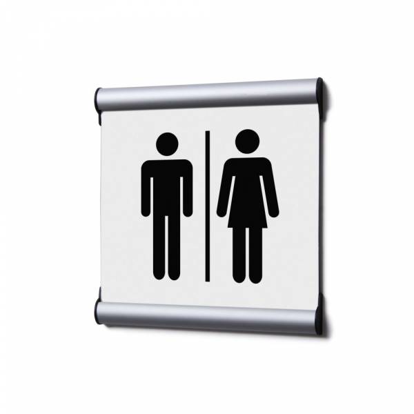 Oznakowanie na drzwi 15,5 x 15,5 cm z motywem męski/damski biały