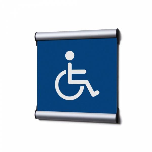Oznakowanie na drzwi 15,5 x 15,5 cm z motywem niepełnosprawnych niebieski