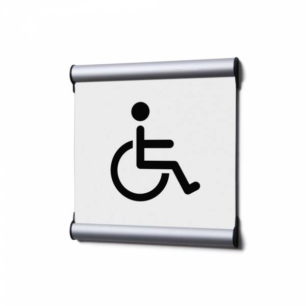 Oznakowanie na drzwi 15,5 x 15,5 cm z motywem niepełnosprawnych biały