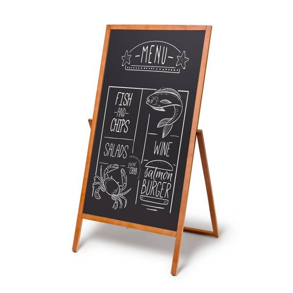 Drewniana Tabliaca Obracalna A-Board Flip 68 x 140 cm Jasny Brąz